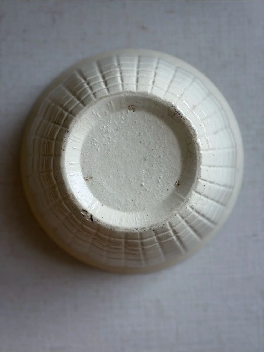 Vintage Cream Ceramic checkered Serving Bowl - Home Art